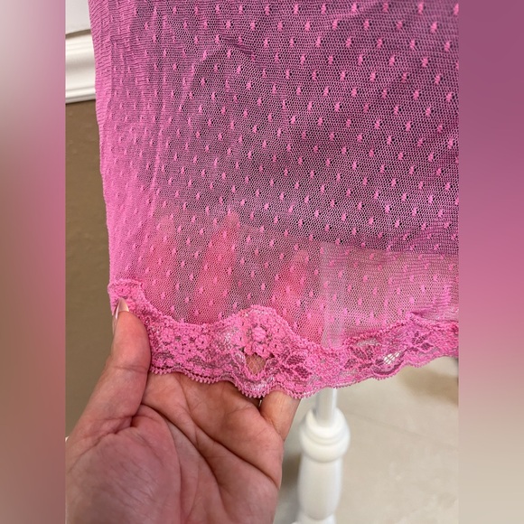 Vintage Victoria’s Secret Teddy‎ M bubblegum Pink Sheer Lace Babydoll Lingerie - Picture 10 of 11